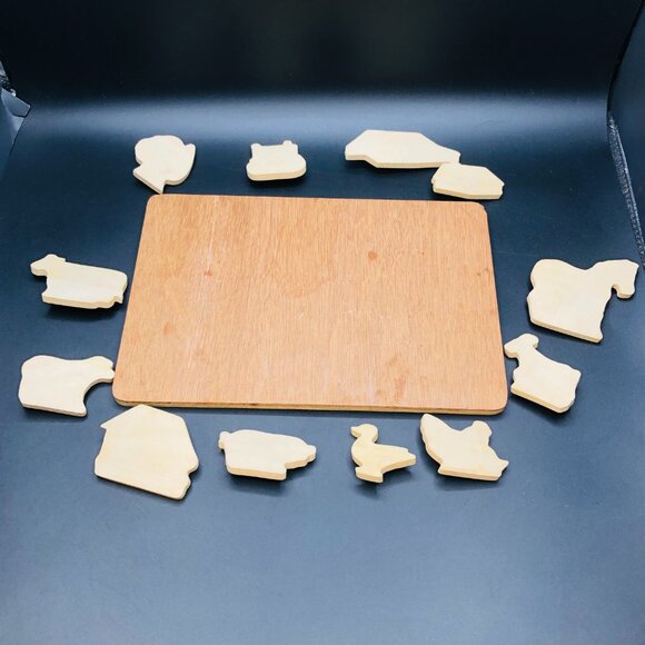 Vintage 80s Ranch Animals Wood Tray Puzzle: Retro GenX Toy Nostalgia - Picture 3 of 10